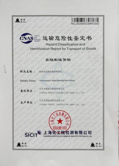 Marine inspection report thermoplastic road marking paint export