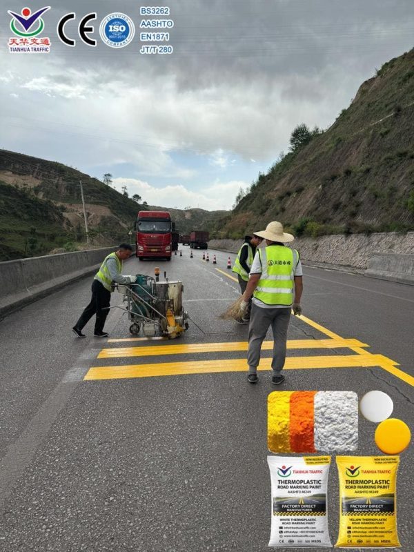 white yellow thermoplastic road marking paint