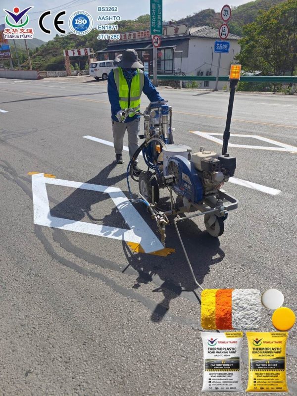 white yellow thermoplastic road marking paint