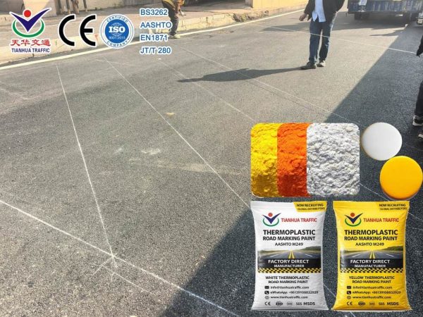 white yellow thermoplastic road marking paint