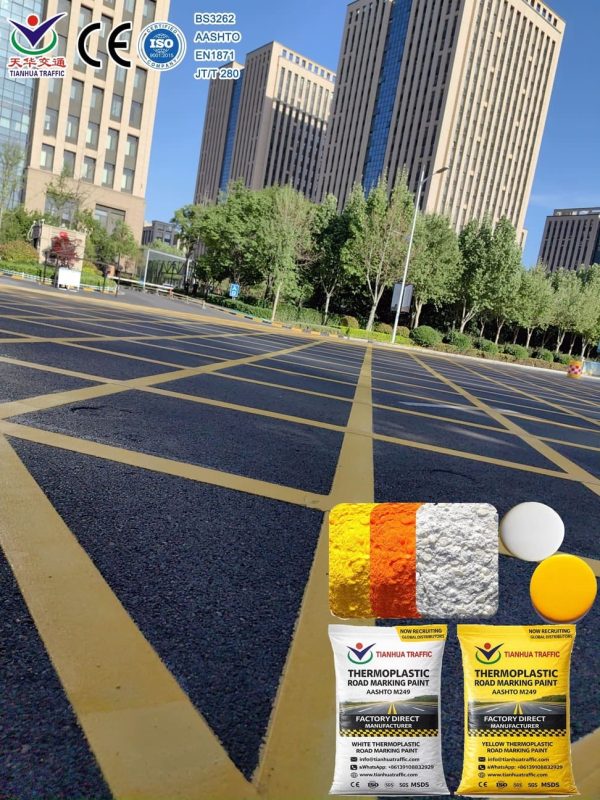 white yellow road marking paint