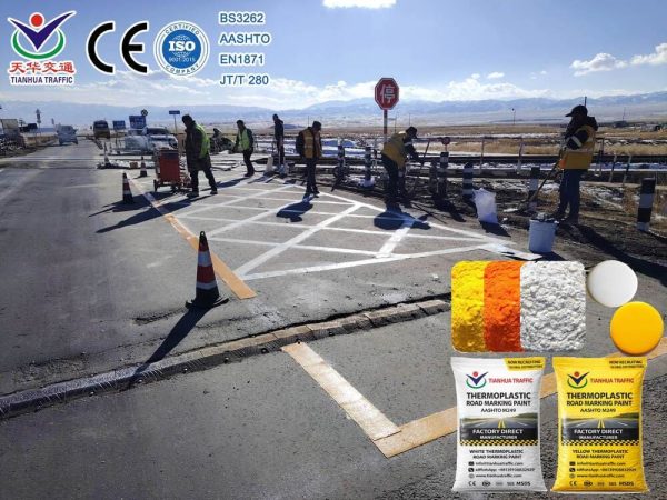 Zebra-crossing-paint-global-supplier 0 Glass Bead Thermoplastic Road Marking Paint factory