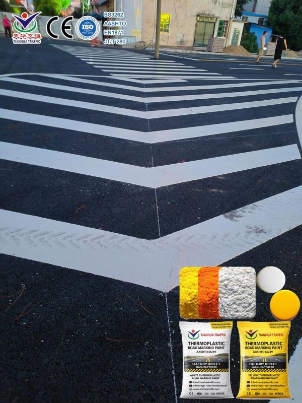 white and yellow road marking paint
