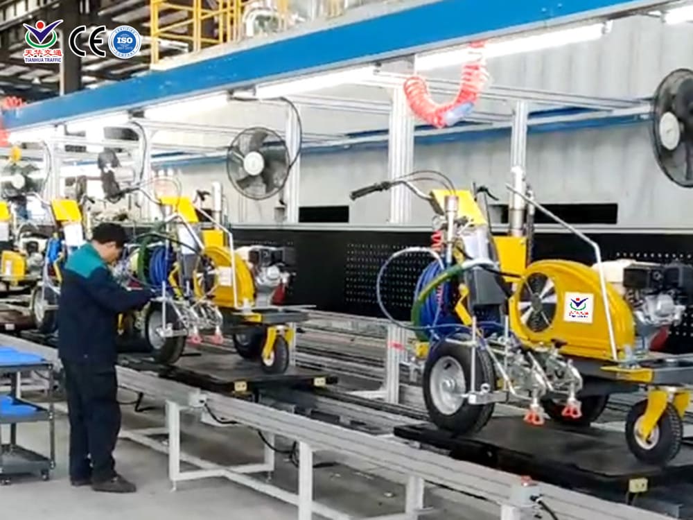 Road marking machine assembly workshop production line